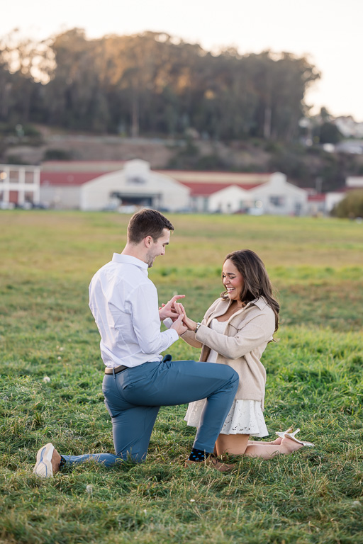 marriage proposal at Crissy Field lawn