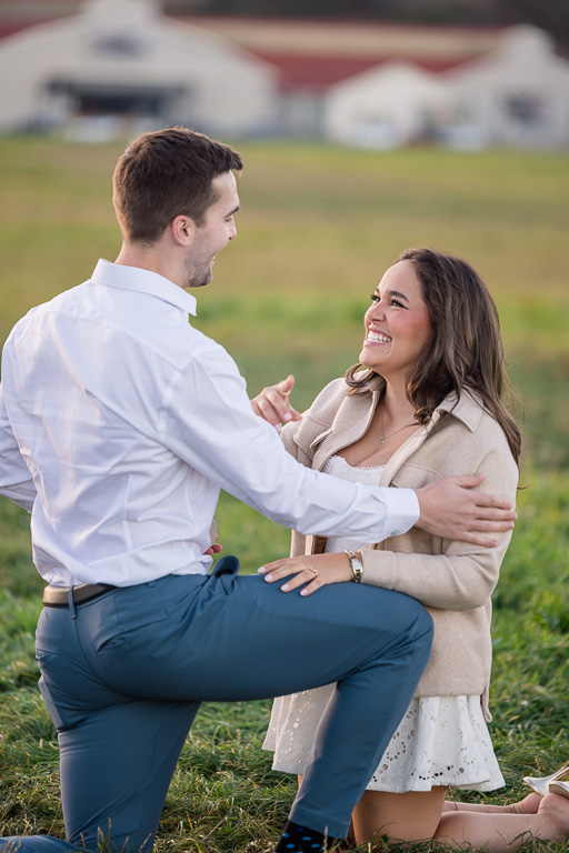 reaction to surprise proposal on a big lawn