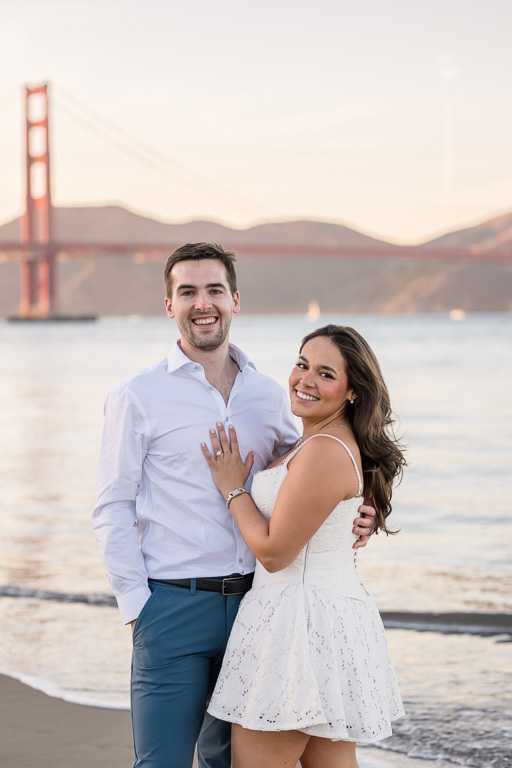 engagement photos at Crissy Field beach