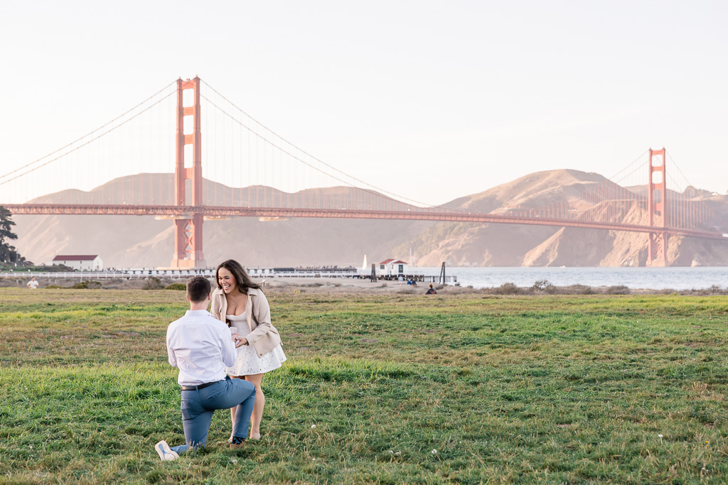 surprise proposal on the Crissy Field lawn