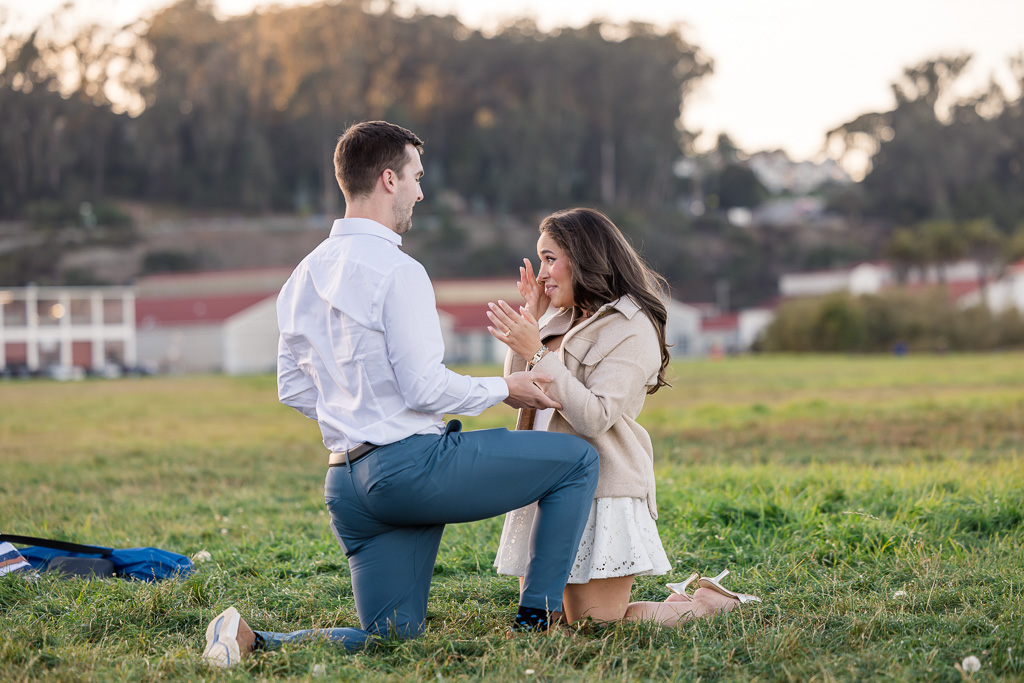 wiping away a tear after surprise proposal