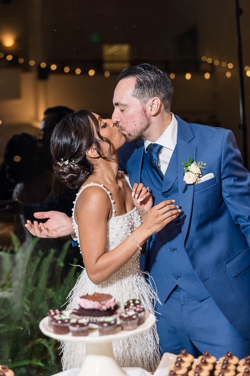 a quick kiss right after feeding each other cake