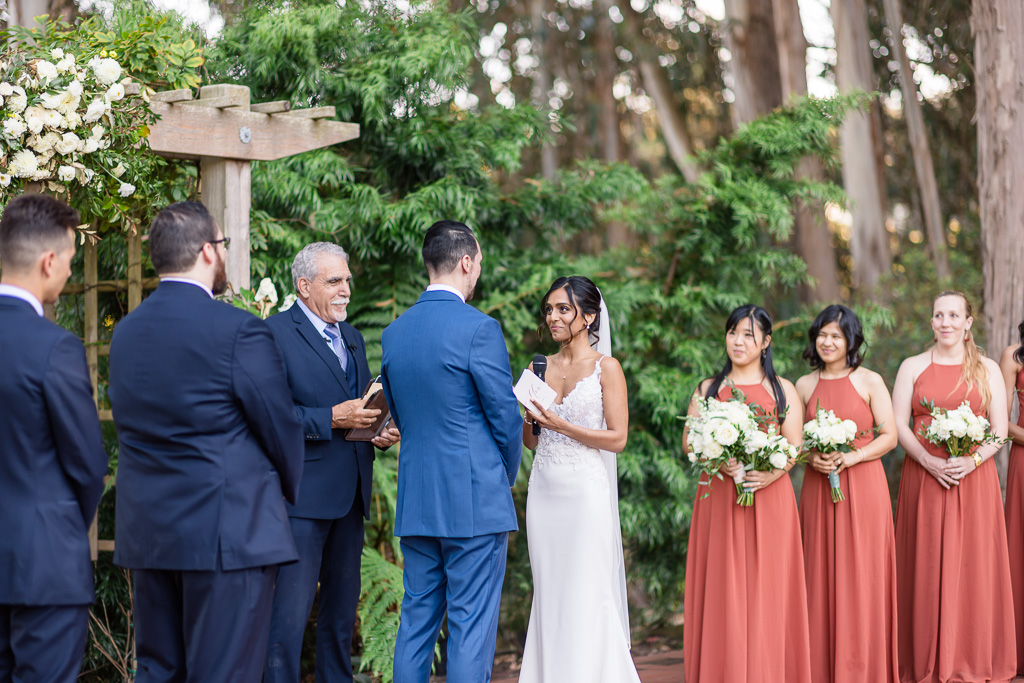 bride speaking her wedding vows at the garden in Golden Gate Club