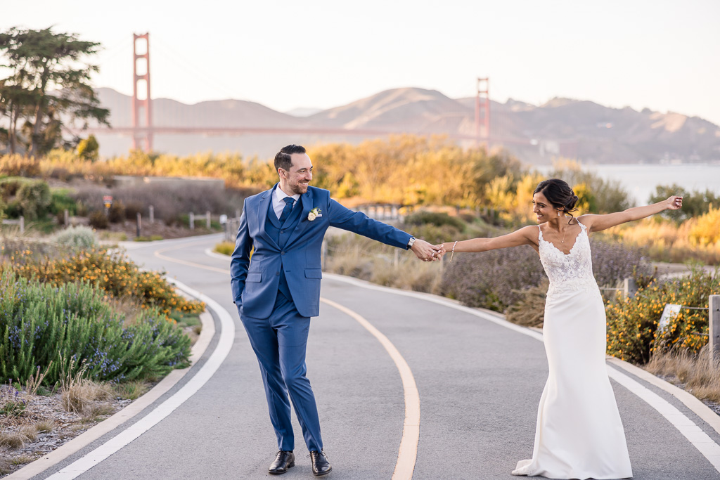 a cute dancing shot of the bride and groom