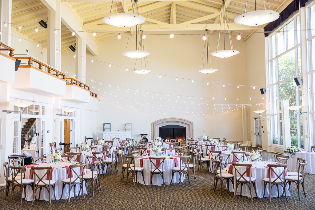 Golden Gate Club reception tables and ballroom