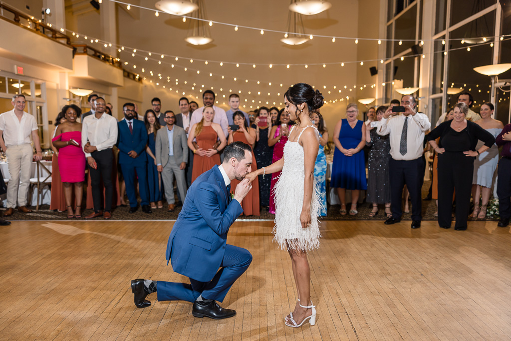 beginning of choreographed first dance at Golden Gate Club in the reception ballroom