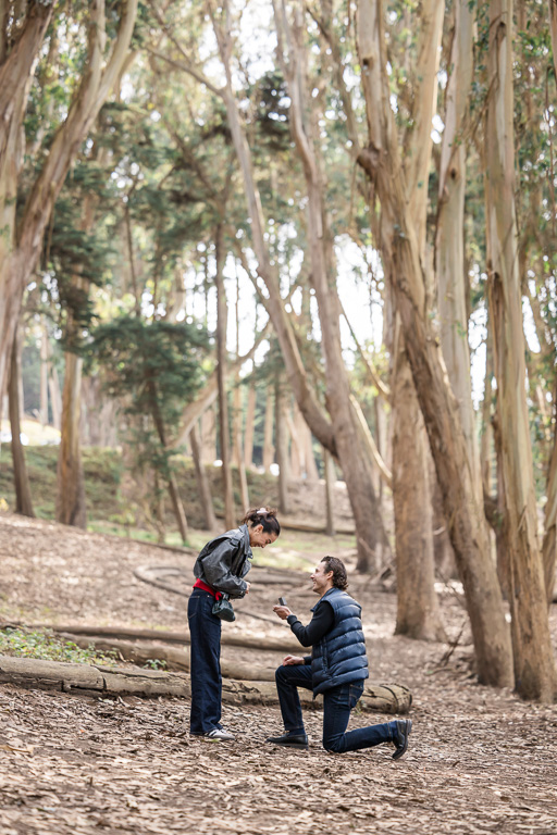 Presidio surprise marriage proposal at Lovers’ Lane in the tree tunnel