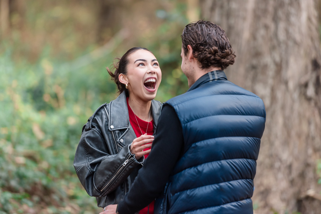 very happy reaction to surprise proposal