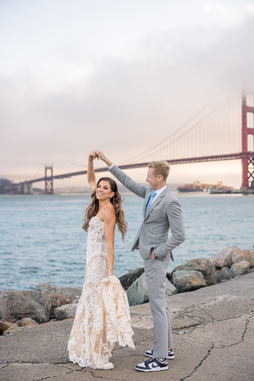 dancing below the Golden Gate Bridge