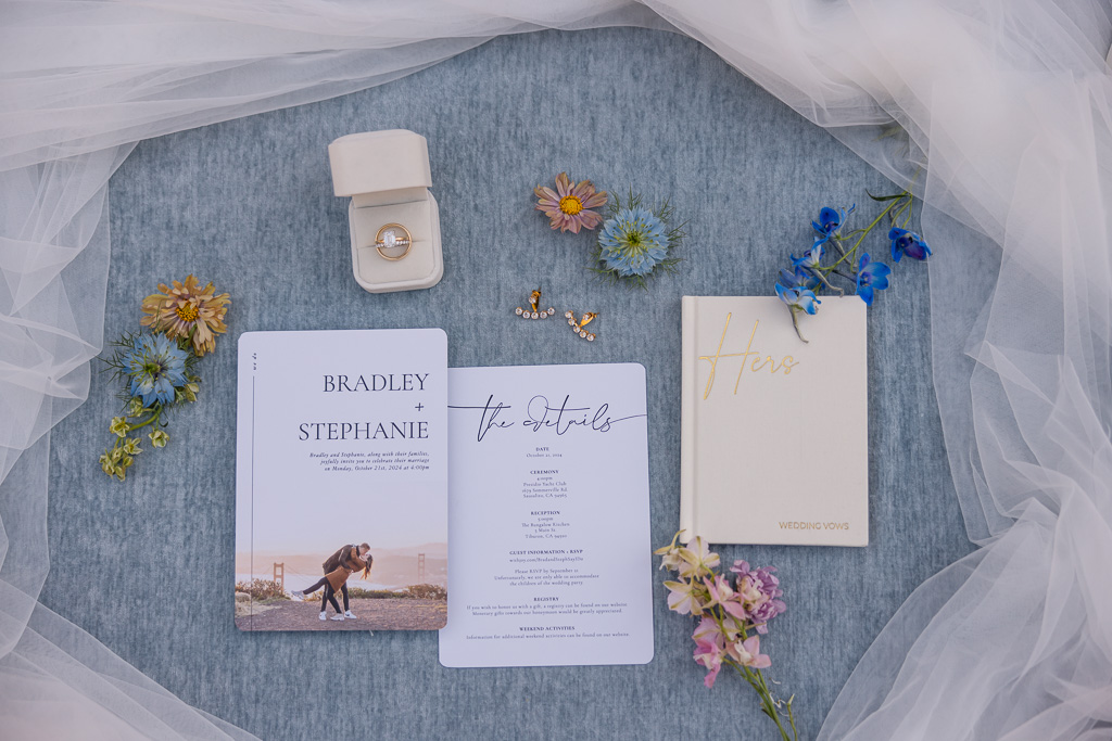 wedding details flat lay