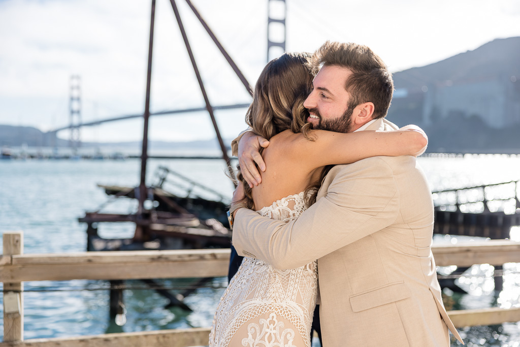 bride and her brother hugging