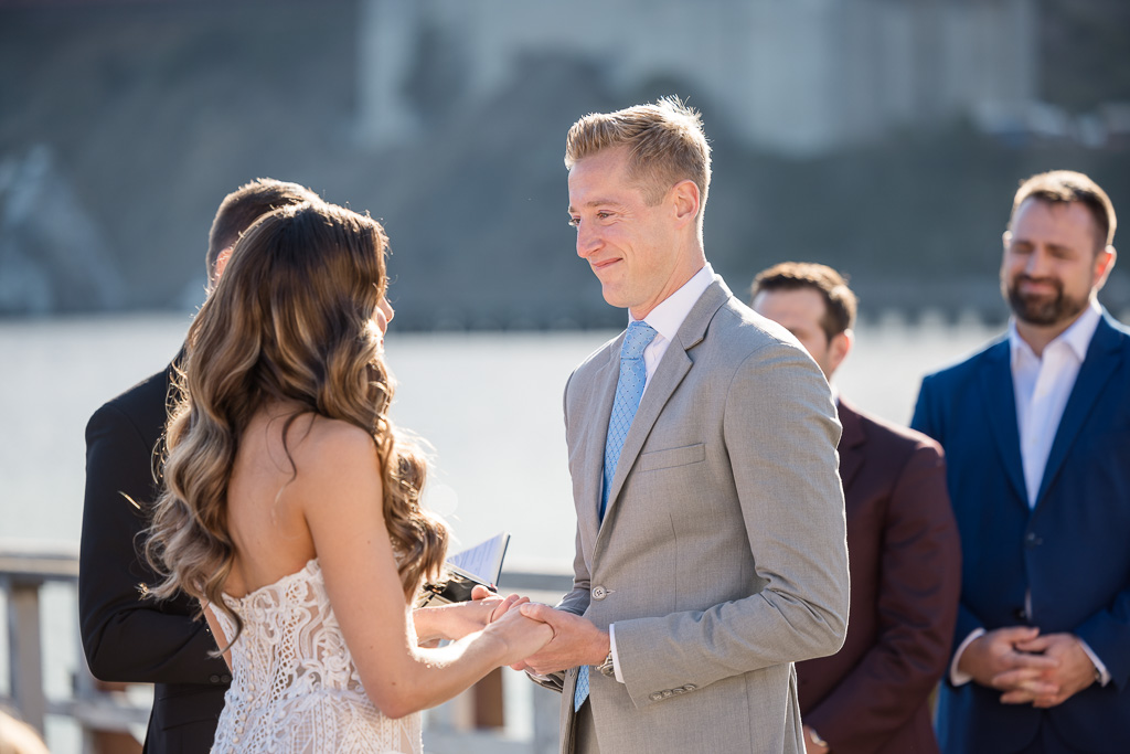 close-up of groom at wedding ceremony