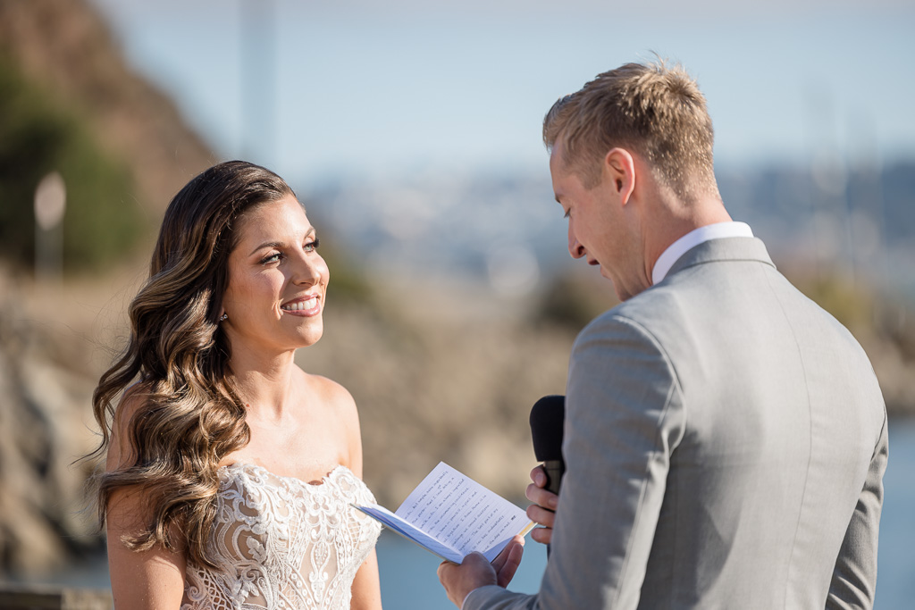 groom giving his vows