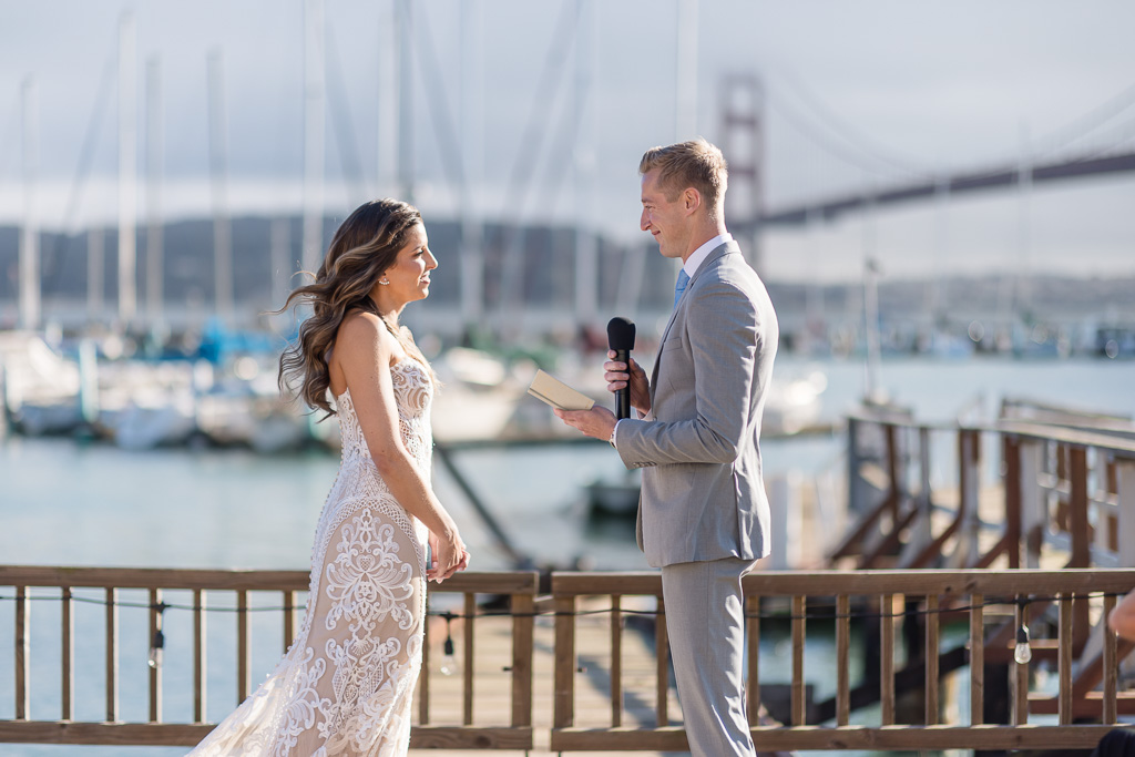 wedding vows at Travis Marina at the Presidio Yacht Club