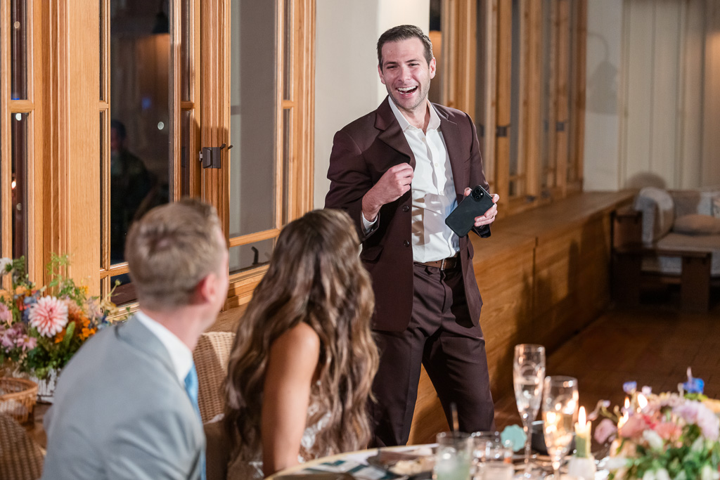 groomsman giving during dinner