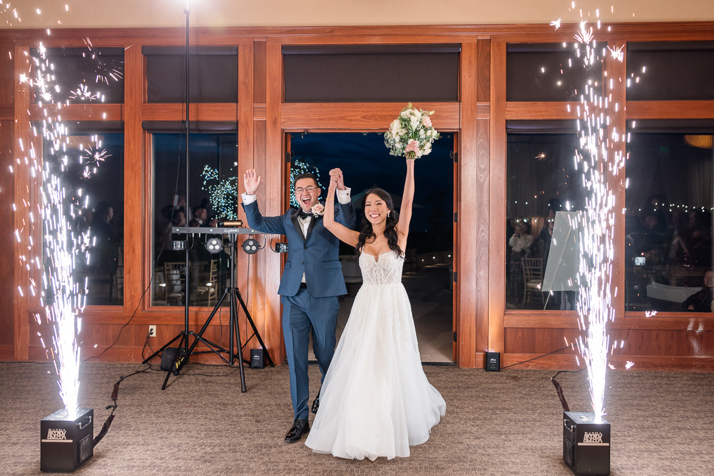 Boulder Ridge by Wedgewood Weddings reception grand entrance with sparklers at night