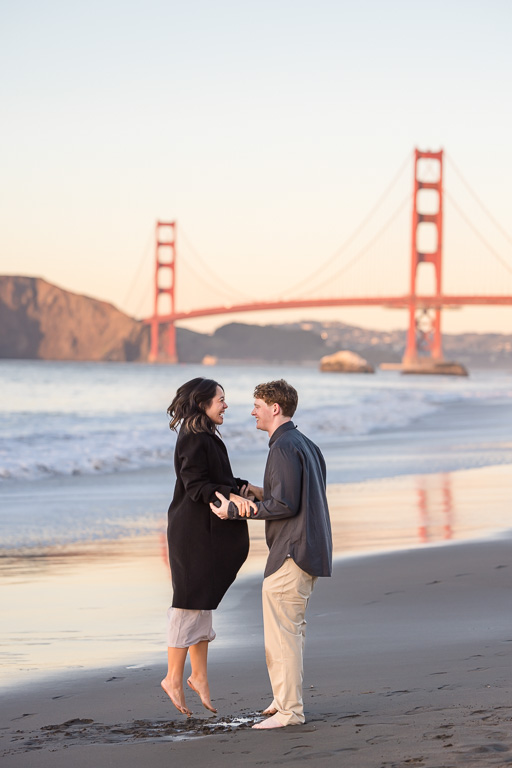 jumping up and down in excitement after surprise proposal