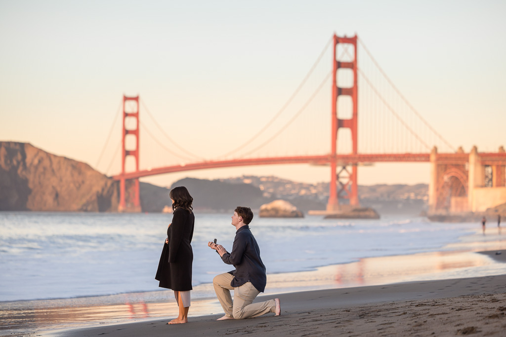 getting ready to proposal at the Golden Gate Bridge