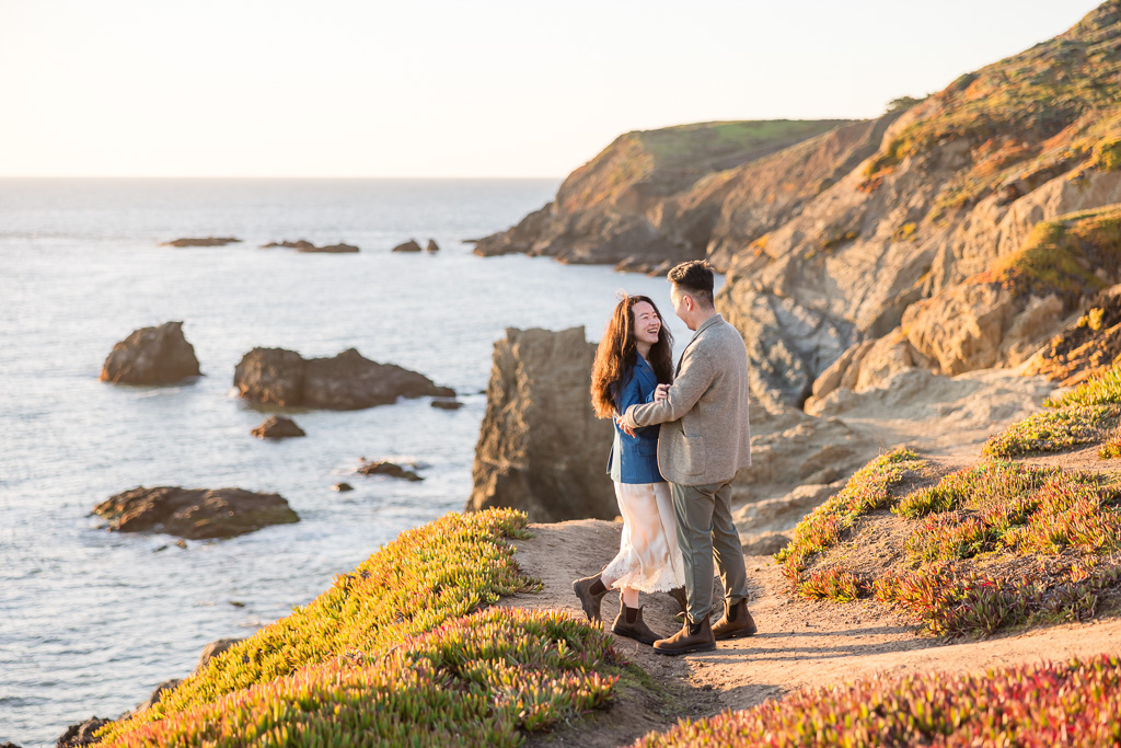 just before surprise proposal over Rodeo Beach