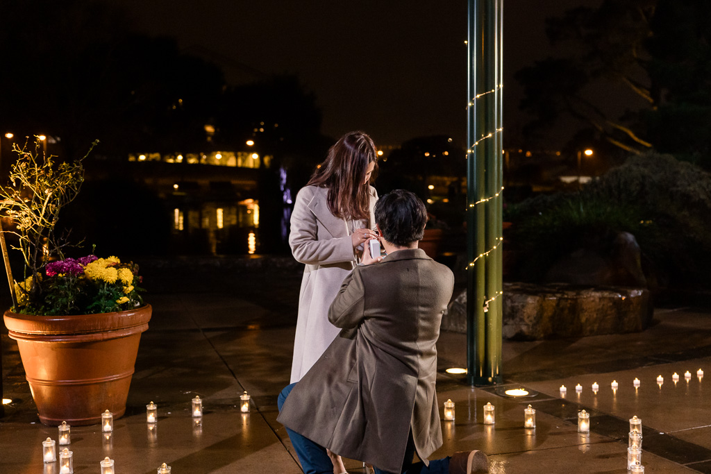 rainy nighttime surprise proposal