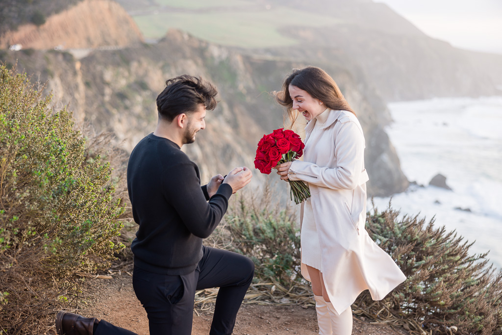 Big Sur surprise proposal at the Bixby Bridge at sunset