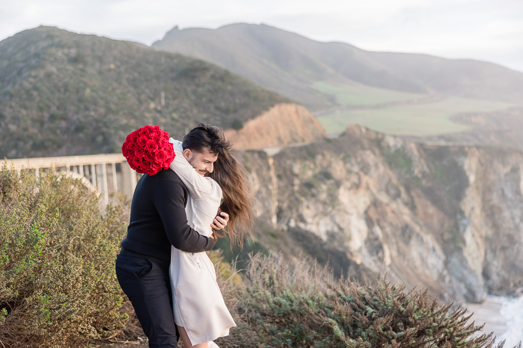 a loving embrace after saying yes