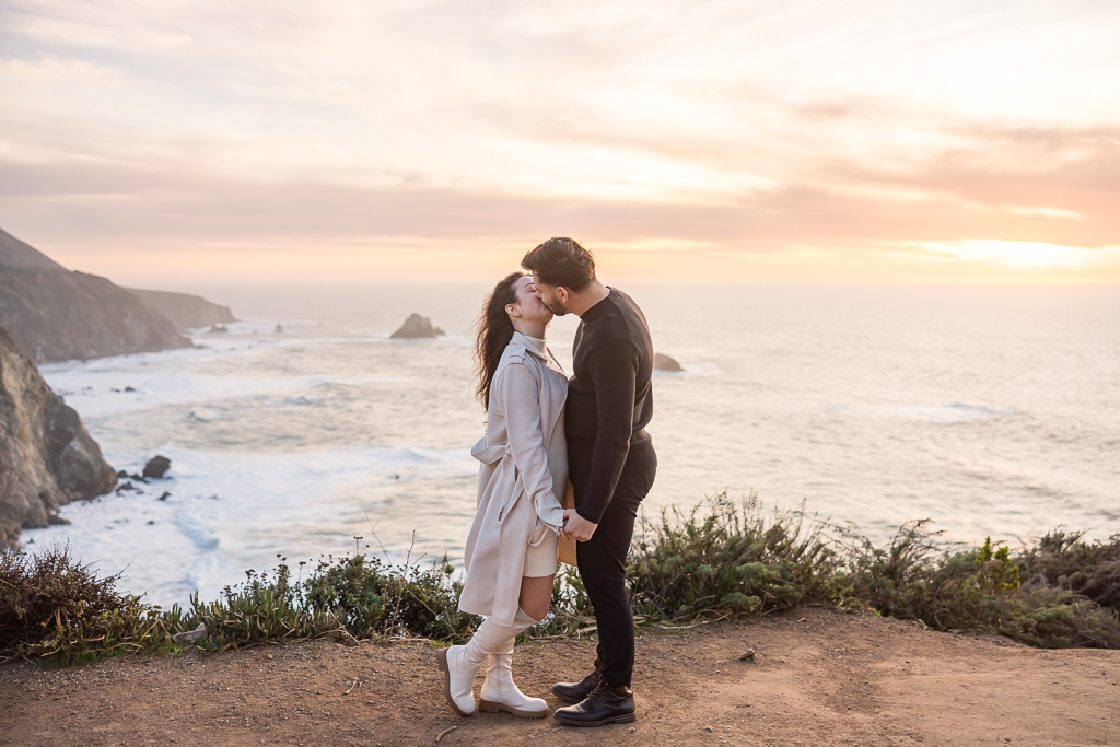 sunset kiss atop ocean bluffs