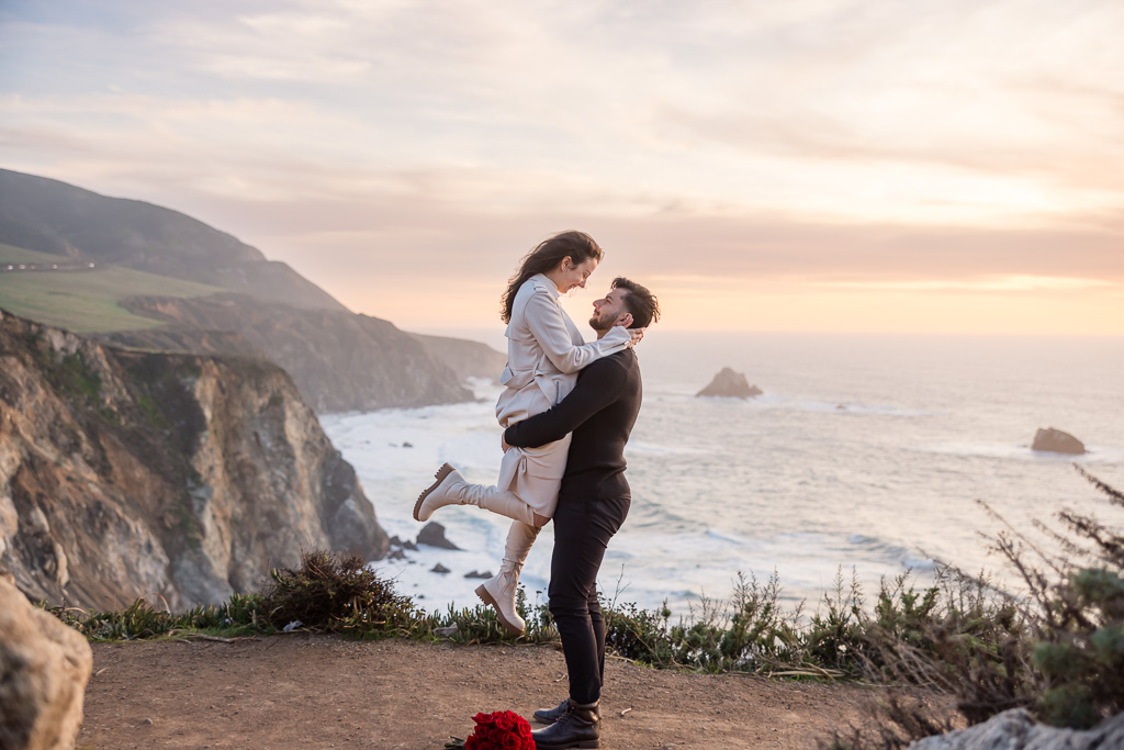 engagement photos on the Big Sur coastline on the Pacific Coast Highway