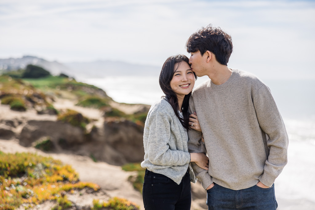 afternoon engagement photos by the ocean in San Francisco