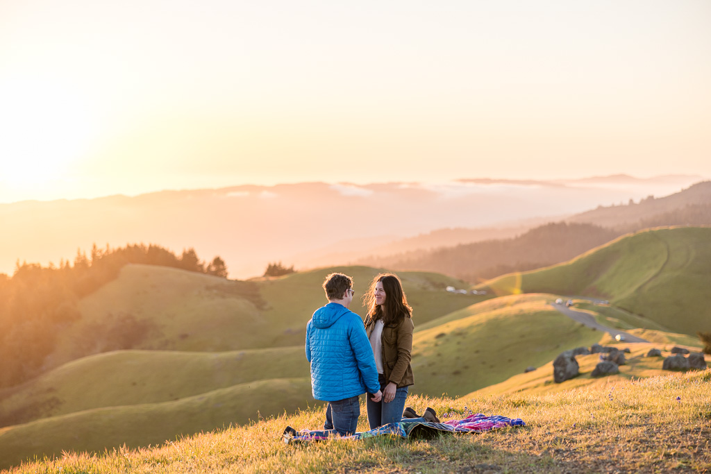 sunset picnic engagement