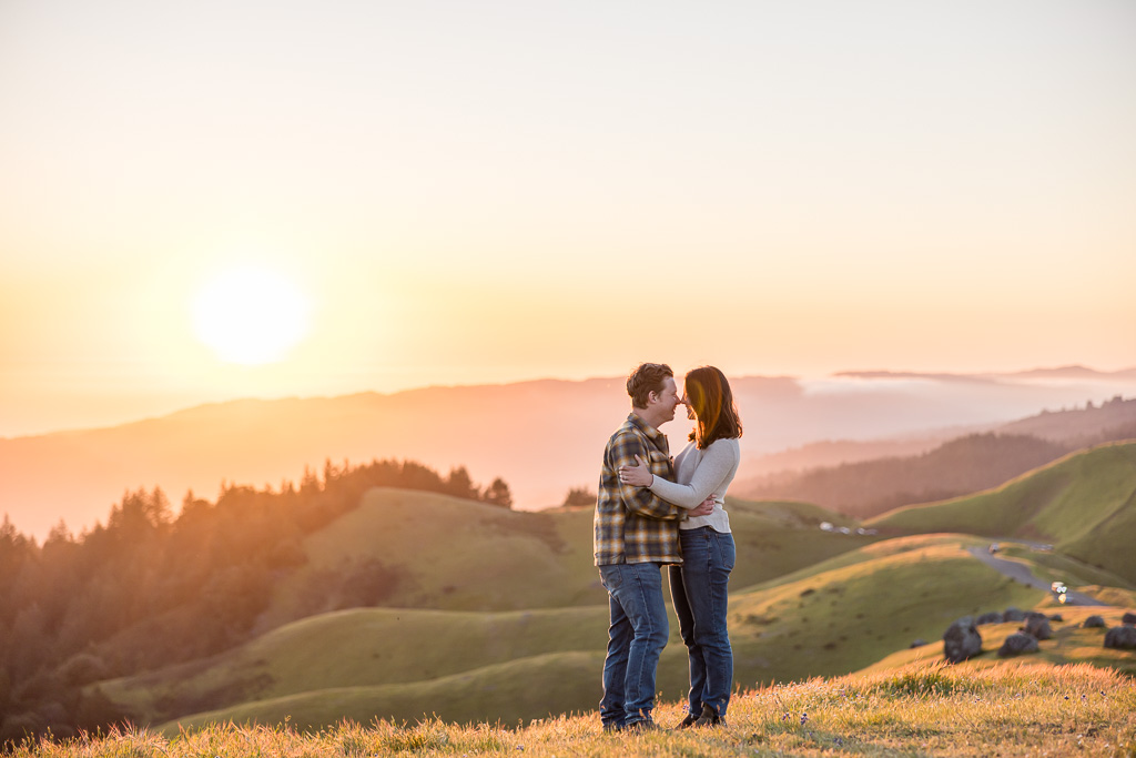 engagement photos at Mt Tam at sunset