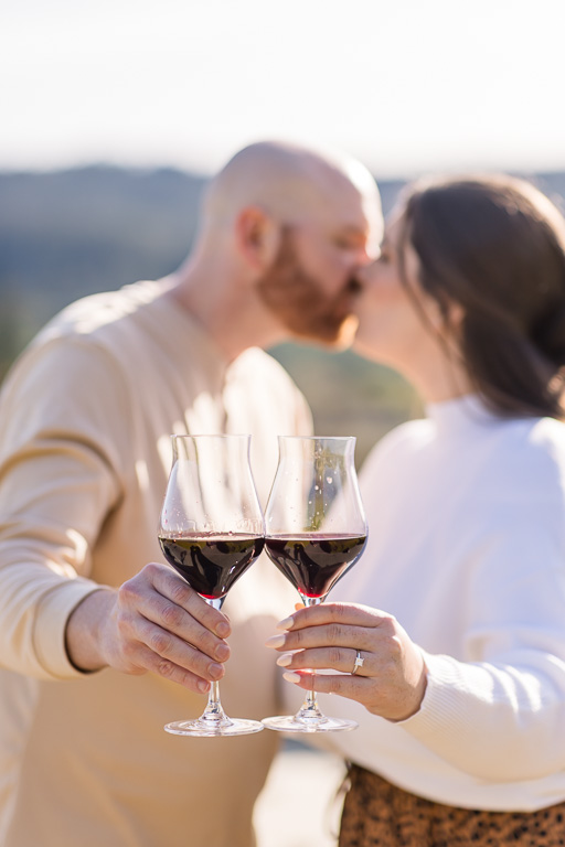 classic wine glass couple portrait