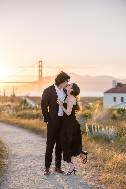 Golden Gate Bridge sunset engagement photos