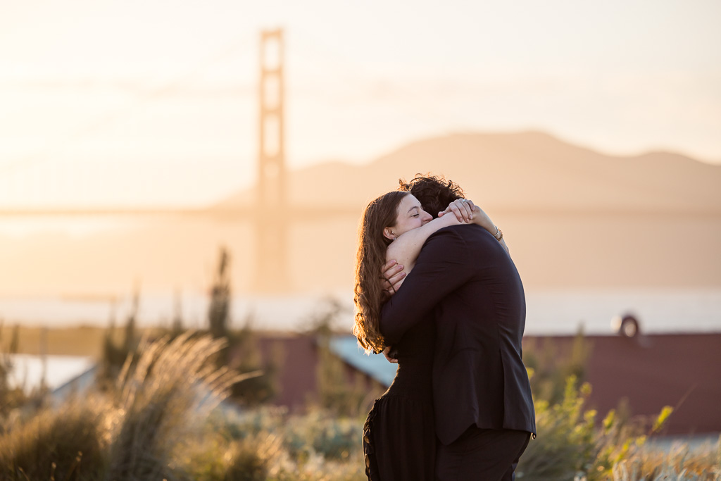 a candid emotional moment during an engagemen shoot