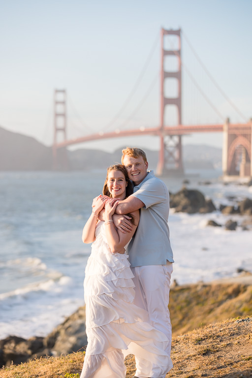 golden hour engagement shoot at the Golden Gate Bridge