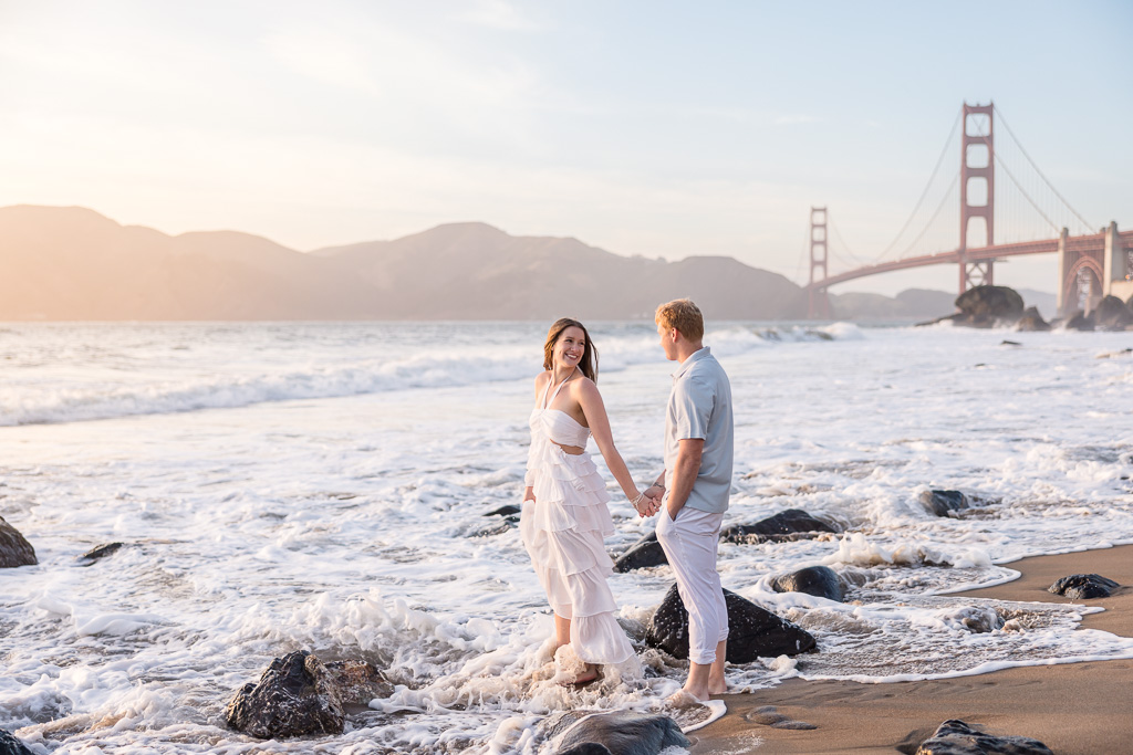 engagement session on the rocks at Marshall’s Beach