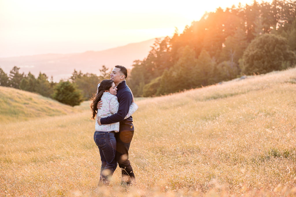 an emotional, close hug during an engagement shoot