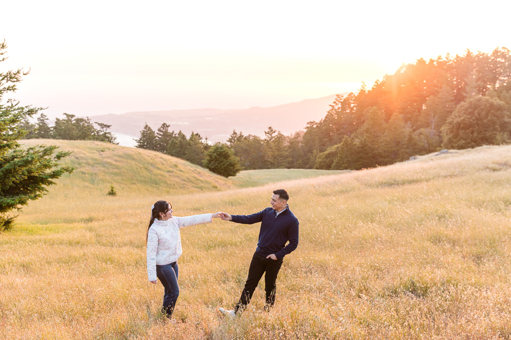 natural, candid, organic engagement photography on Mt Tam