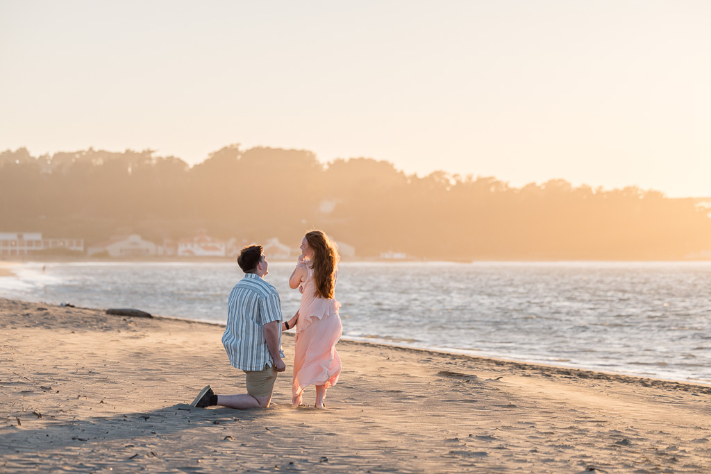 surprise proposal at Crissy Field at sunset