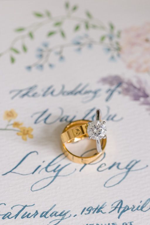 wedding rings on stationery