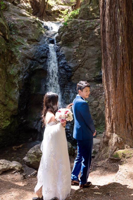 Cascade Falls wedding first look
