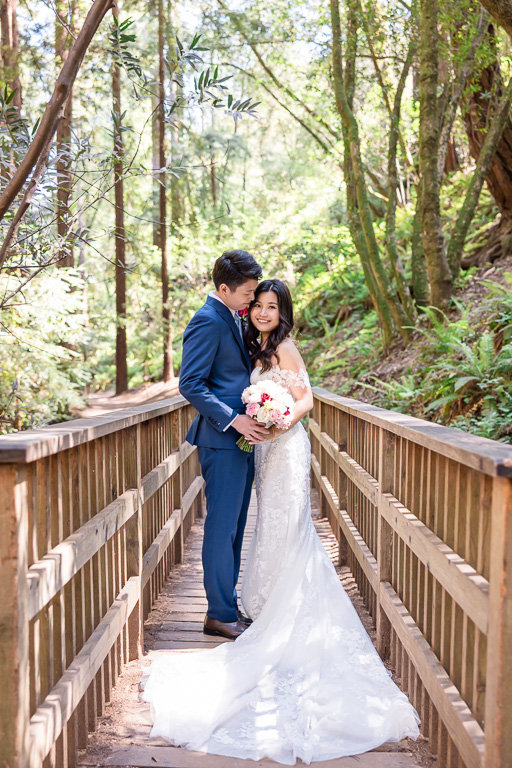 couple on a wooden bridge