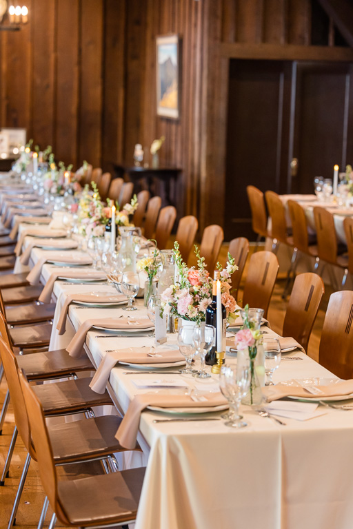 elegant table settings at indoor Outdoor Art Club reception