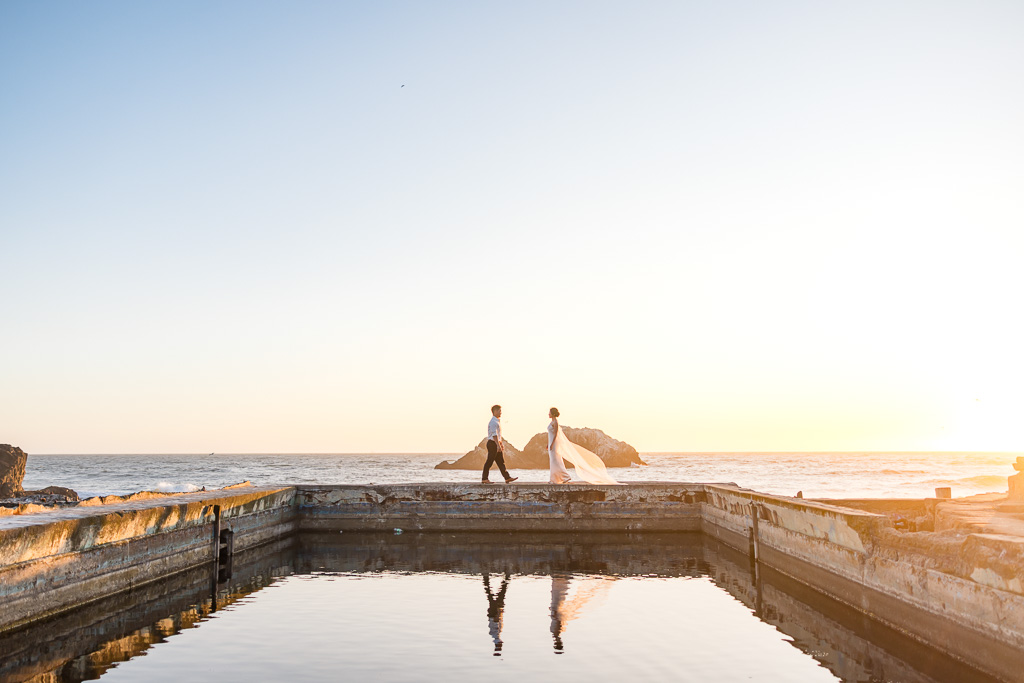 Sutro Baths reflecting pool gorgeous engagement photos