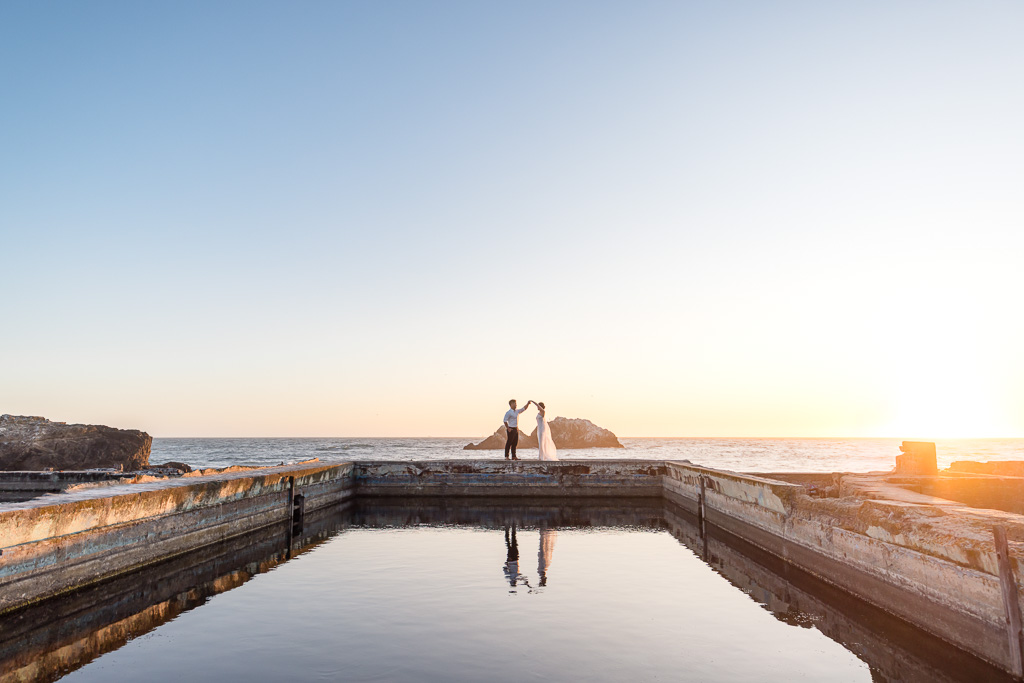 dancing at Land’s End along the edge of the water