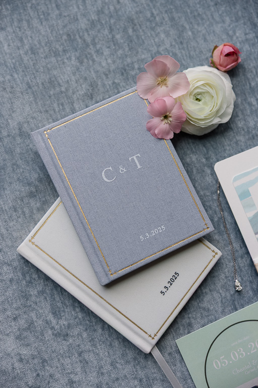 wedding flatlay gray color theme