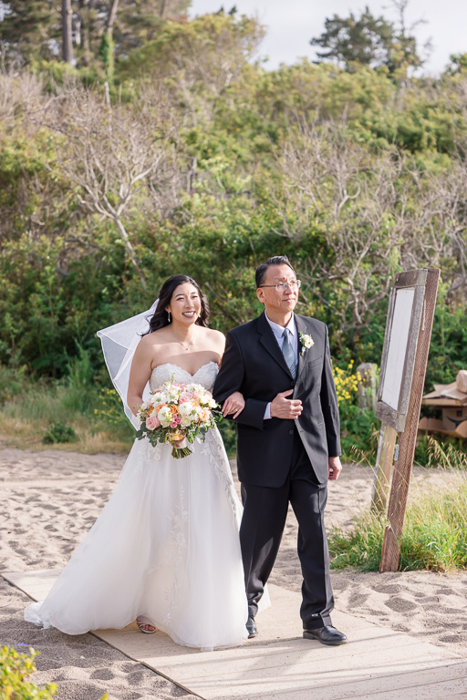 bride and dad walking up the aisle