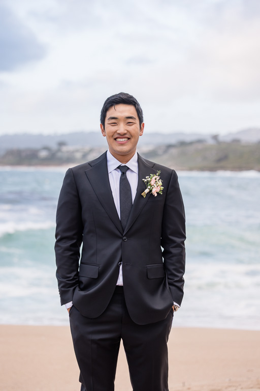 groom solo portrait at Monastery Beach