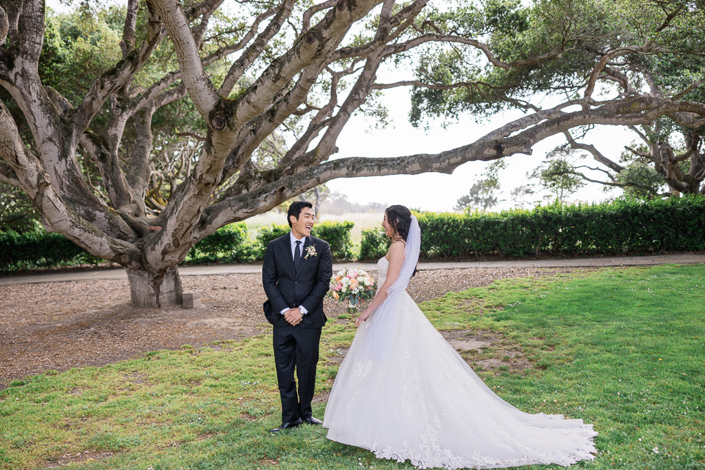 cute first look moment at Wedgewood Carmel