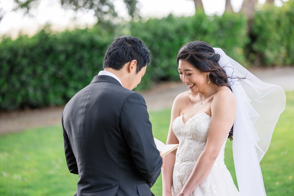 giving private vows during first look under a tree
